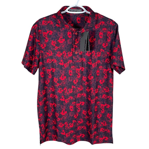 New G/FORE Camo Floral Tech Performance Golf Polo Mens S Poppy Red Stretch‎ $120 - Picture 2 of 6